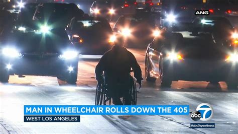 A man was seen in video taking his wheelchair onto the 405 Freeway in Los Angeles early Sunday morning. Video from ANG News showed the man wheeling himself at slow speeds in a lane of the freeway w…. 