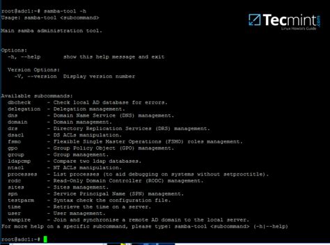 Man samba tool.  samba-tool is the primary command-line utility for admi...