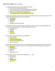 Quiz yourself with questions and answers for MAN3025 Exam 1 - chapter 7, so you can be ready for test day. ... - explains how managers should make decisions - almost impossible in the real world 1. identify problem or opportunity 2. generate alternatives 3. evaluate alternatives and pick the one w the maximum benefit 4. implement the solution .... 