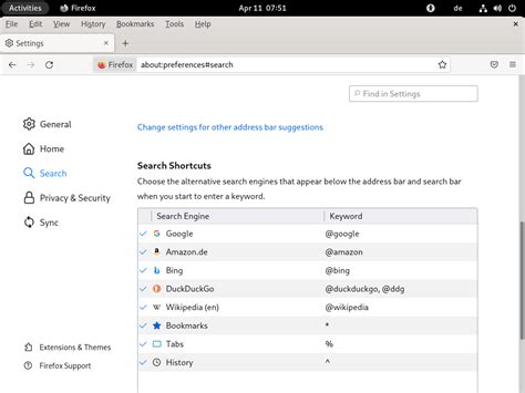 Manage Search Engines and One Click Search in Firefox