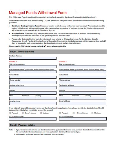 Managed Funds Withdrawal Request - Entity