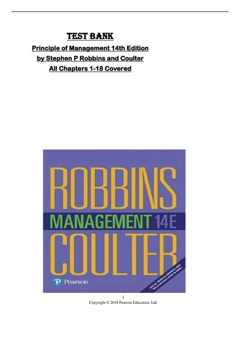 Management Robbins Pearson Test Bank