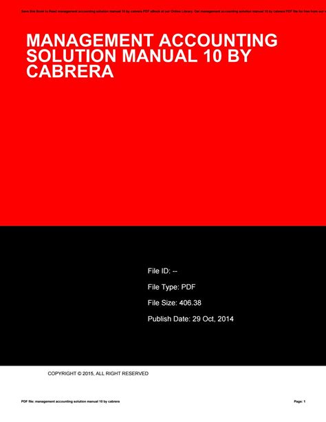 Management accounting by cabrera solution manual. - Professional orchestration a practical handbook from piano to strings.