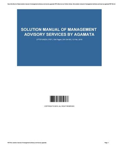 Management advisory services manual by agamata. - Introduccion al asesoramiento pastoral de la familia / introduction to pastoral counseling.