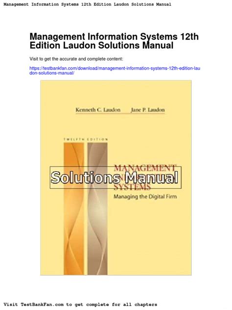 Management information systems laudon 12th edition solutions manual. - Study guide to accompany financial and managerial accounting.