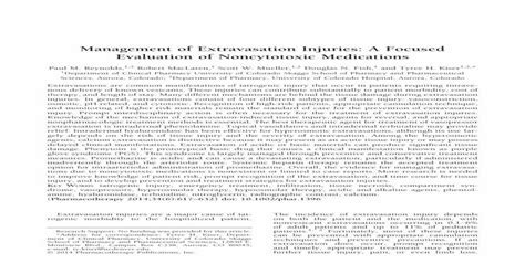 Management of Extravasation Injuries: A Focused Evaluation …