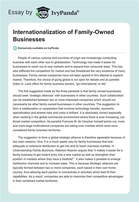 Management of Family-owned Businesses Essay