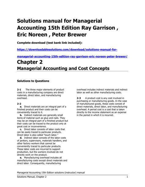 Managerial accounting 15th edition chapter 12 solutions.  relating to a m...