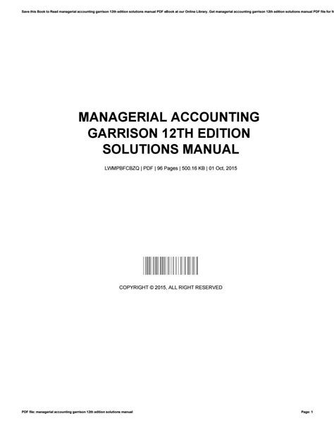 Managerial accounting garrison 12th edition solution manual. - A guide to sql 9th edition.