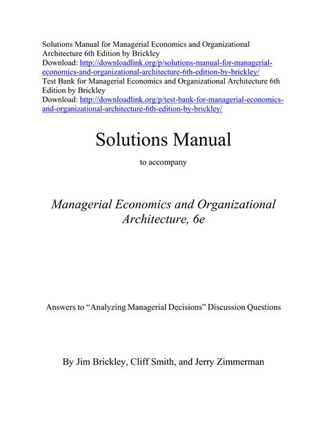Managerial economics and organizational architecture solution manual. - Manual de progresion y conduccion en vias ferratas outdoor desnivel.