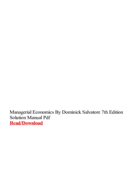 Managerial economics dominick salvatore solution manual. - Manuale d'uso della pressa piegatrice amada.