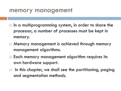 Managing Memory Chapter #6