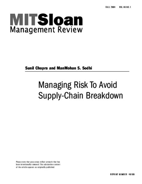 Managing Risk to Avoid Supply-Chain Breakdown - HBR Store