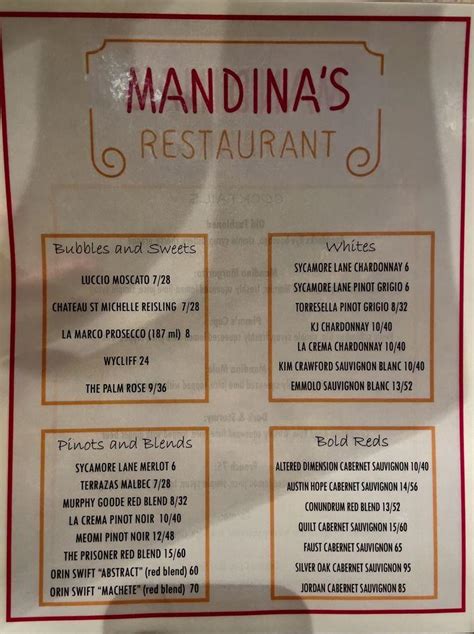 Mandinas restaurant. Specialties: At Mandina's Restaurant you will experience home cooking at its finest. Our menu items vary in flavor from Creole to Italian. We also have traditional New Orleans style dishes. Come in and enjoy soup, salad, or a delicious seafood dish. We have it all at Mandina's Restaurant! Established in 1932. Sebastian Mandina came from Italy in 1898, to open the building at Canal Street as a ... 