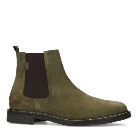 Manfield suède chelsea boots kaki wehkamp