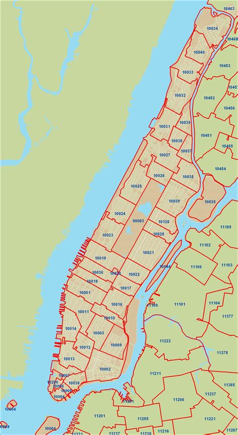 Manhattan/New York Zip Code Map World Map