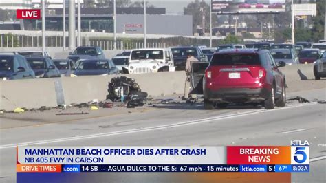 Manhattan Beach officer dies after crash on 405 Fwy; SigAlert issued
