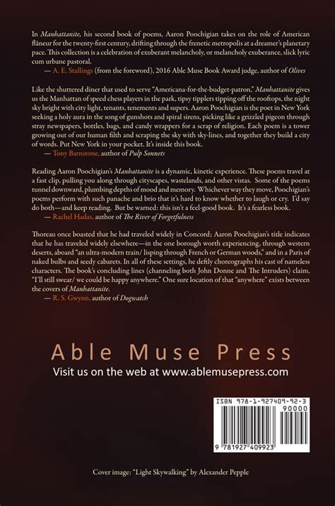Read Manhattanite Able Muse Book Award For Poetry By Aaron Poochigian