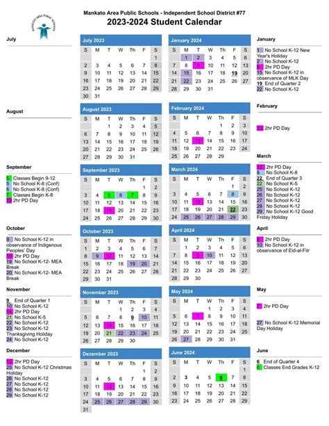 Mankato Academic Calendar