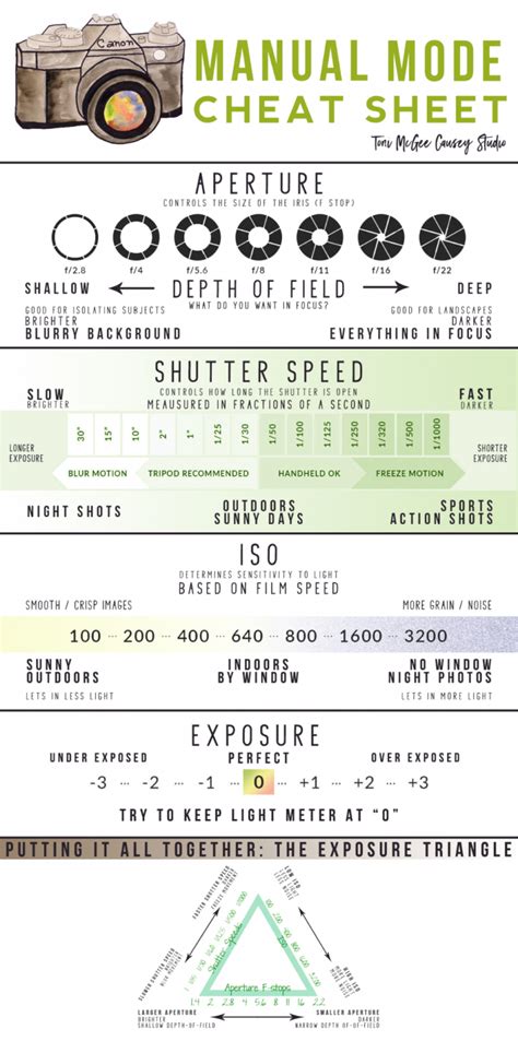 Manual Camera Settings Cheat Sheet