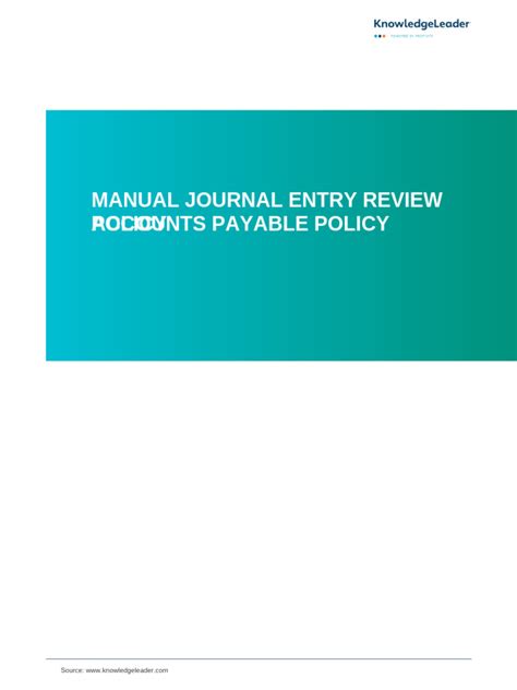 Manual Journal Entry Policy