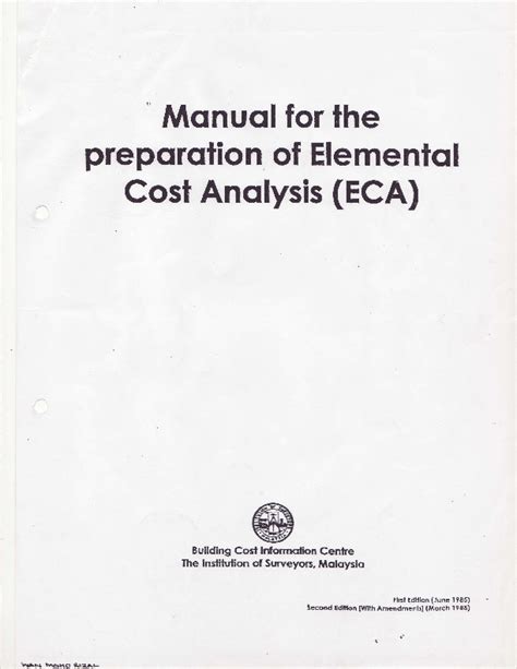 Manual Preparation Of Elemental Cost Analysis
