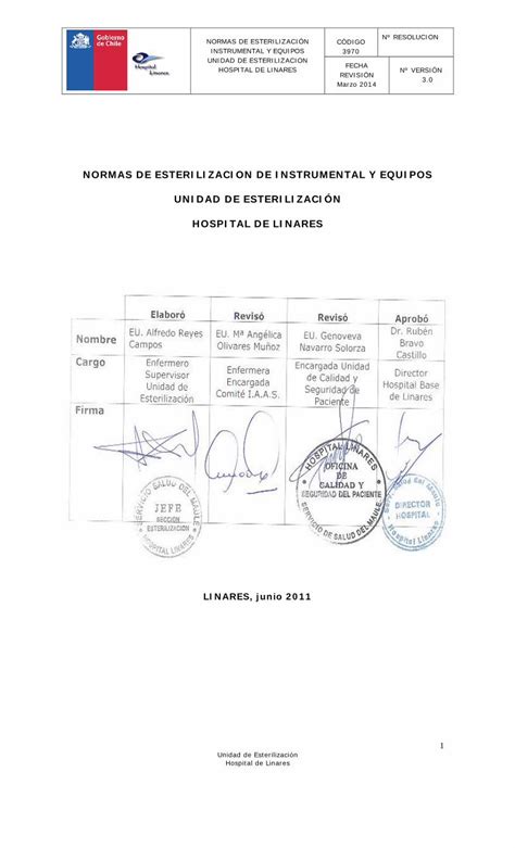 Manual de Normas de Esterilización actualizadas.