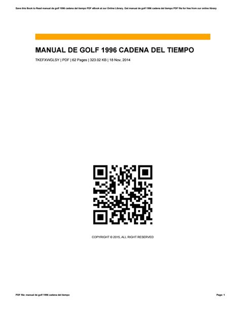 Manual de golf 1996 cadena del tiempo. - Practical guide to free tissue transfer.