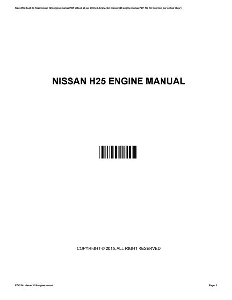 Manual de servicio del motor nissan h25. - Vite de' pittori, scultori, ed architetti moderni.