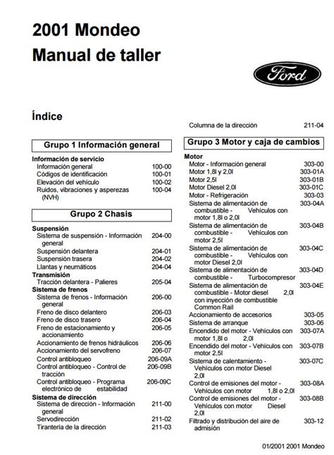 Manual de taller ford mondeo mkiv. - Manual de servicio para 863 bobcat.