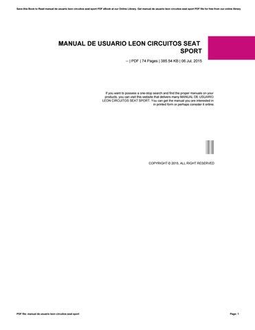 Manual de usuario leon circuitos seat sport. - Handbook of mathematical relations in particulate materials processing.