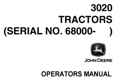 Manual del operador del tractor john deere 3020 sn 68000 arriba. - Notte che ho dato uno schiaffo a mussolini.