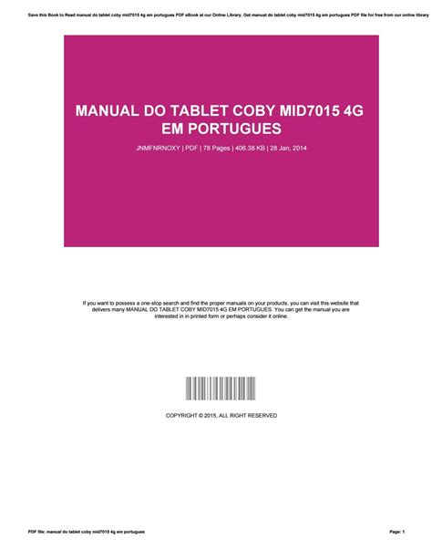 Manual do tablet coby em portugues. - Pyrex by corning a collectors guide.