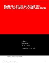 Manual feed automatic feed okamoto corporation. - Decreto ejecutivo no. 31 (de 3 de septiembre de 1998).