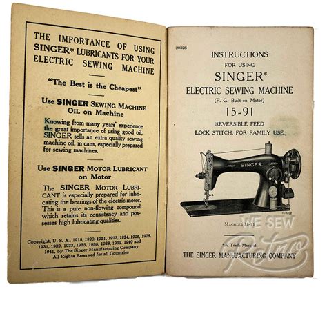 Manual for a singer sewing machine 285. - De la cuisine à la gastronomie.