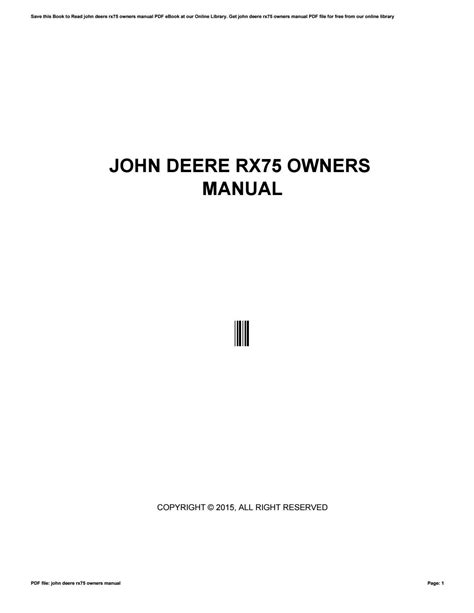 Manual for john deere rx 75. - Hot mamalah the ultimate guide for every woman of the.