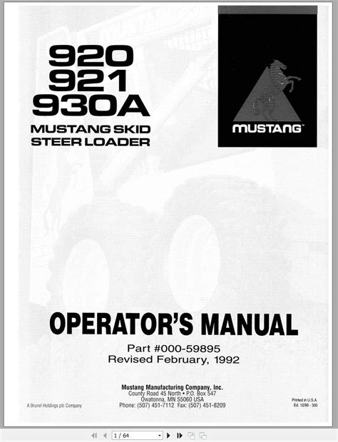 Manual for skid steer mustang 920. - Crane operator pre test study guide.