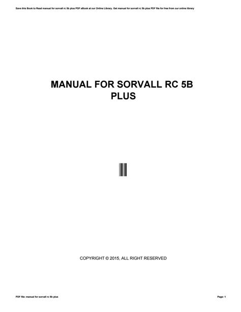 Manual for sorvall rc 5b plus. - Principais linhas de ação da superintendência da zona franca de manaus, 1979-1985.