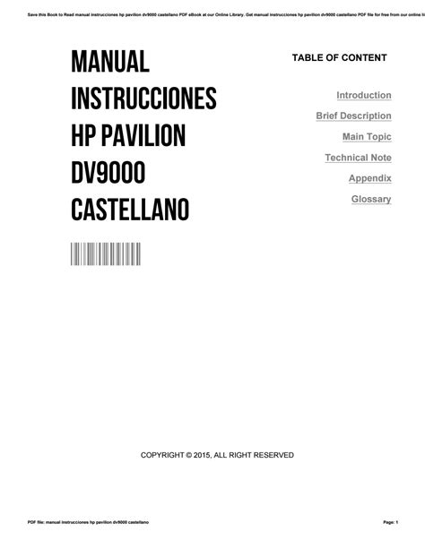 Manual instrucciones hp pavilion dv9000 castellano. - Leyendas de cayetano coll y toste..