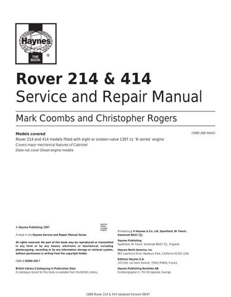 Manual mecanica de rover 214 sli. - Asm study manual for exam fm.