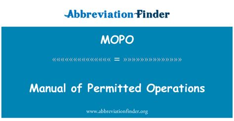 Manual of Permitted Operations (MOPO) - Safeopedia