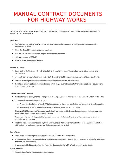 Manual of contract documents for highway works vol 1 specification for highway works. - Bekanntmachung der wasser- und schiffahrtsdirektion nord zur seeschiffahrtsstrassen-ordnung vom 30. april 1987.