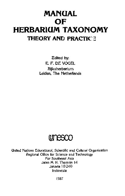 Manual of herbarium taxonomy theory and practice. - Umarex walther lever action co2 manual.