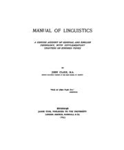 Manual of linguistics by john clark. - Mystère et ministères de la femme.