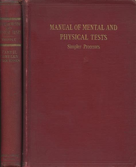 Manual of mental and physical tests by guy montrose whipple. - Water operator certification study guide fifth edition.
