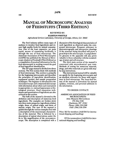 Manual of microscopic analysis of feedstuffs mineral supplement. - Csongrád megyei hírlapok és folyóiratok bibliográfiája, 1843-1970.