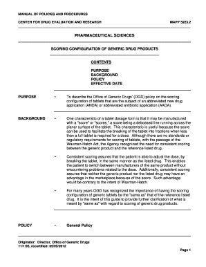 Manual of policies and procedures on scoring configuration of generic drug products. - Florida medicaid targeted case management services manual.