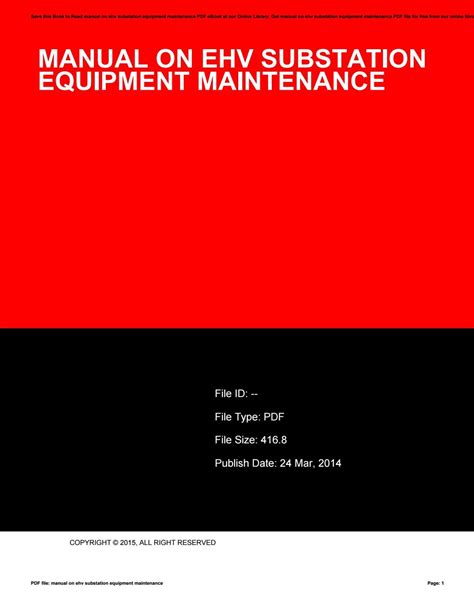 Manual on ehv substation equipment maintenance. - Toshiba satellite pro 4600 service manual.