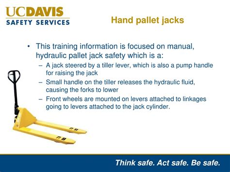 Manual pallet jack training power point. - Komatsu pc60 7 operation and maintenance manual.