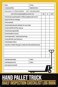 Manual pallet truck pre use checklist. - Toyota 1e and 2e enginemaster service repair workshop manual.